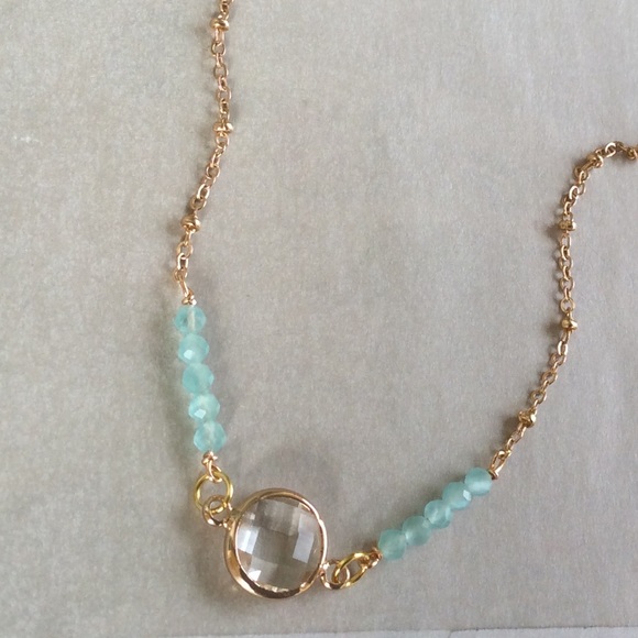 Hand Crafted Jewelry - Sundance Charm aquamarine Gold Plated Necklace